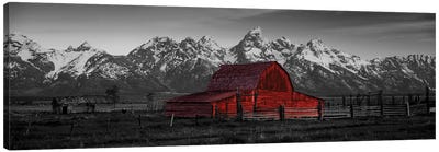 Barn Grand Teton National Park WY USA Color Pop Canvas Art Print - Black & White Photography
