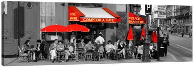 Cafe, Paris, France Color Pop Canvas Art Print - Color Pop Collection