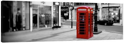 Phone Booth, London, England, United Kingdom Color Pop Canvas Art Print - England Art