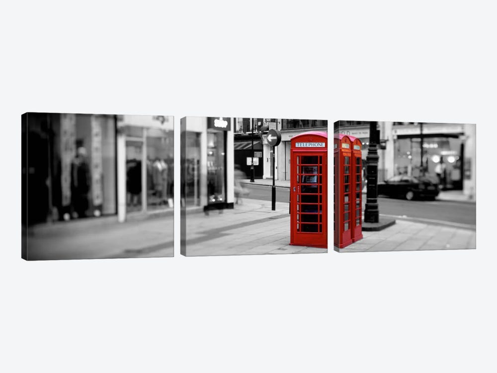 Phone Booth, London, England, United Kingdom Color Pop by Panoramic Images 3-piece Canvas Artwork