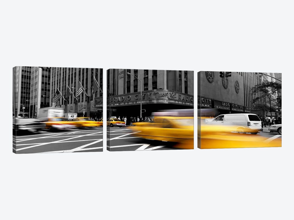Cars in front of a building, Radio City Music Hall, New York City, New York State, USA Color Pop by Panoramic Images 3-piece Art Print