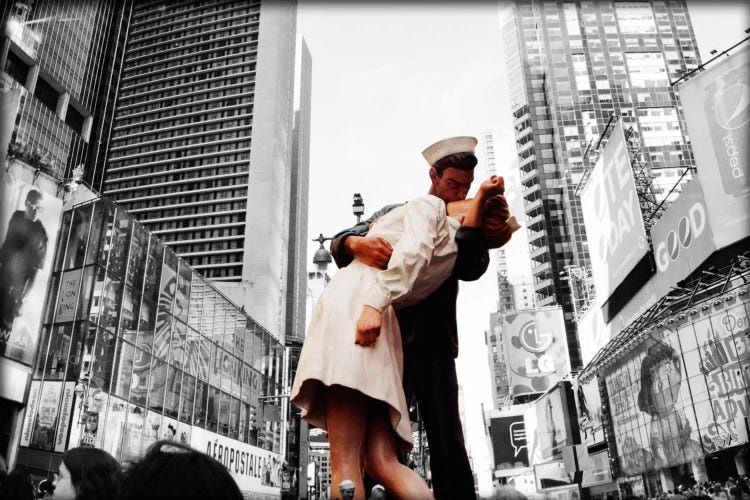 Sculpture in a city, V J Day, World War Memorial II, Times Square, Manhattan, New York City, New York State, USA Color Pop