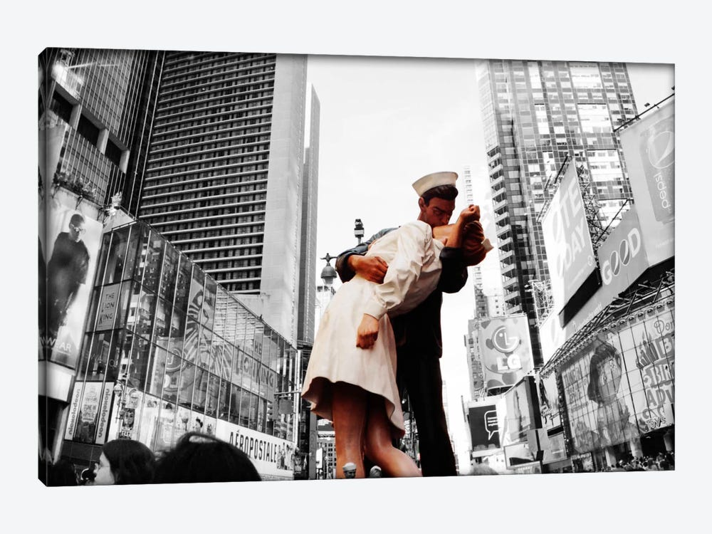 Sculpture in a city, V J Day, World War Memorial II, Times Square, Manhattan, New York City, New York State, USA Color Pop by Panoramic Images 1-piece Canvas Artwork