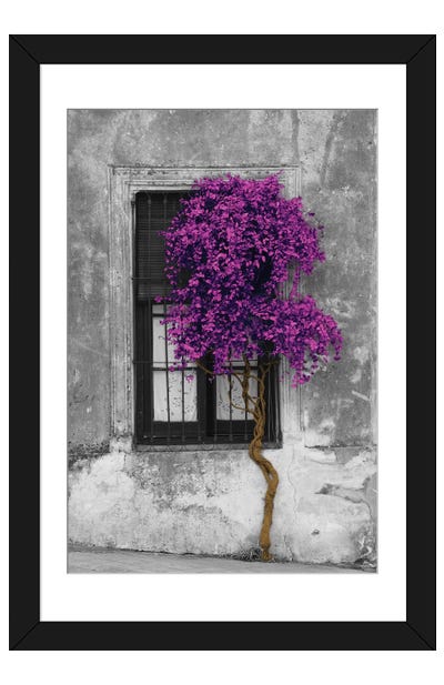 Tree in Front of Window Purple Pop Color Pop Paper Art Print - Photography Art