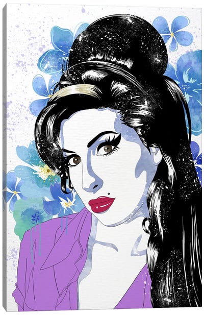 Amy Flower Color Pop Canvas Art Print - Amy Winehouse