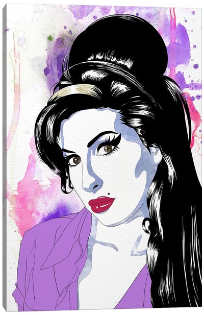 Amy Watercolor Pop Canvas Art Print - Amy Winehouse