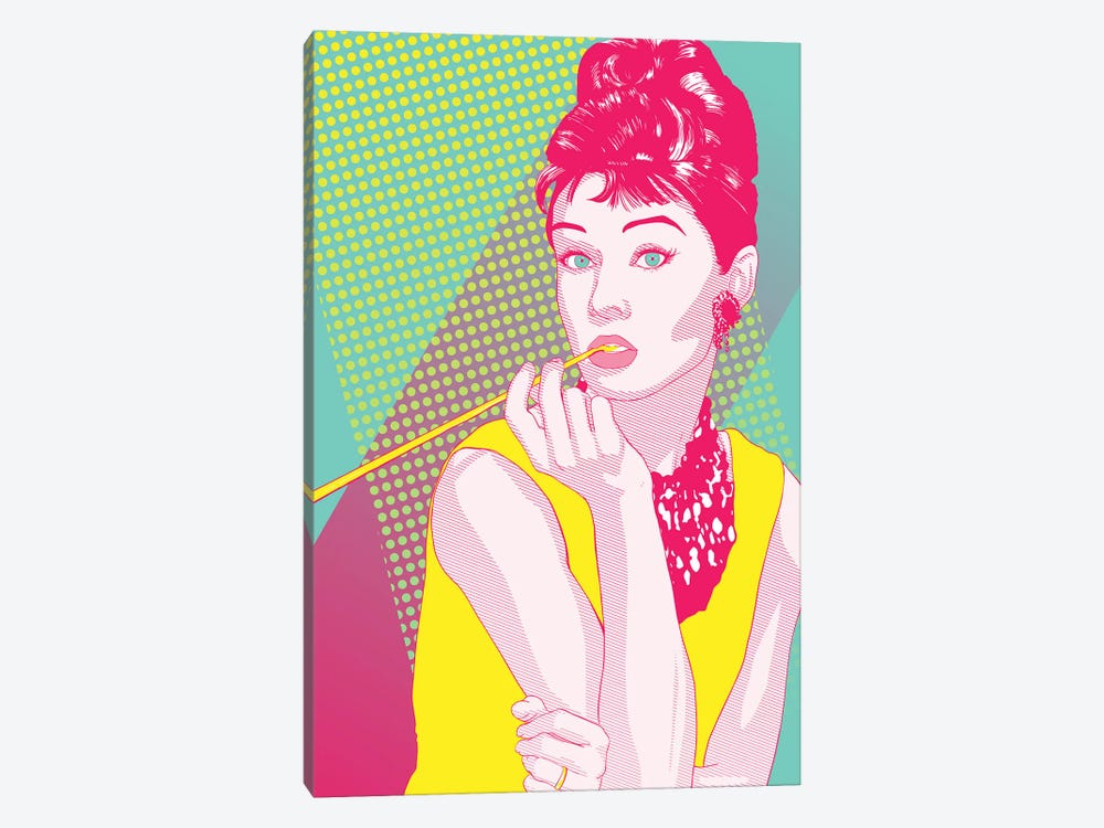 Audrey Yellow and Pink Color Pop by 5by5collective 1-piece Canvas Art Print