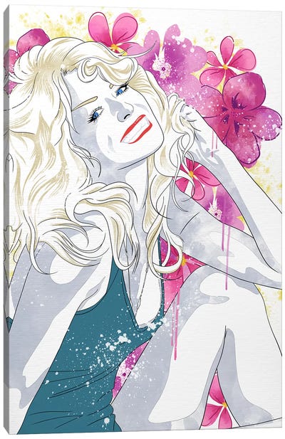 Farrah Flower Color Pop Canvas Art Print - Iconic Pop