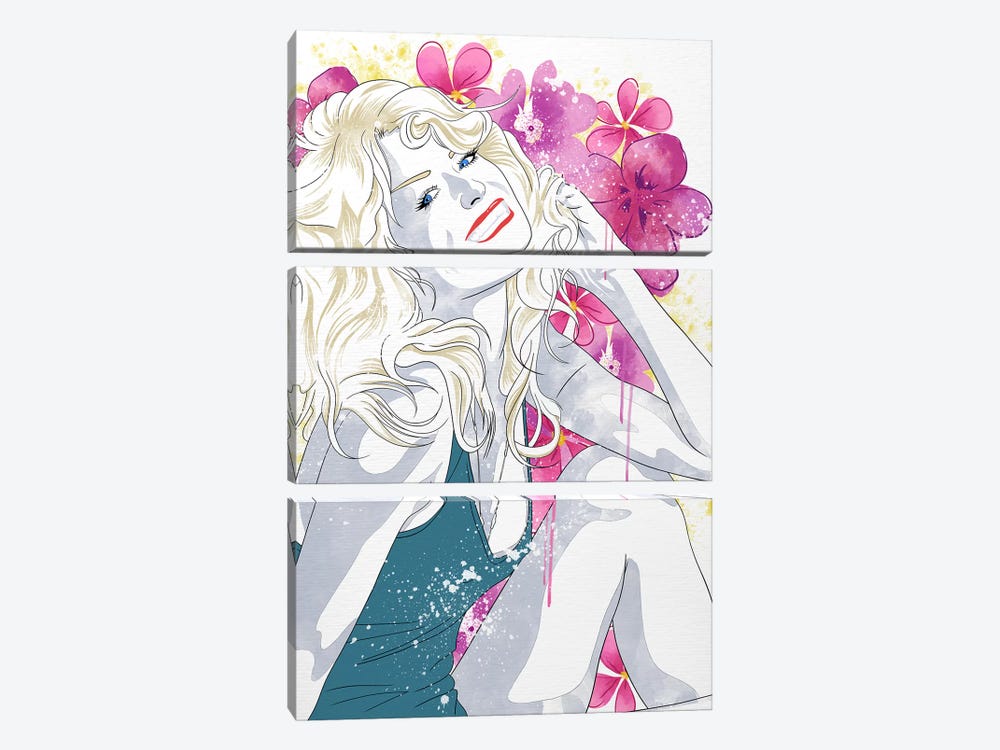 Farrah Flower Color Pop by 5by5collective 3-piece Art Print