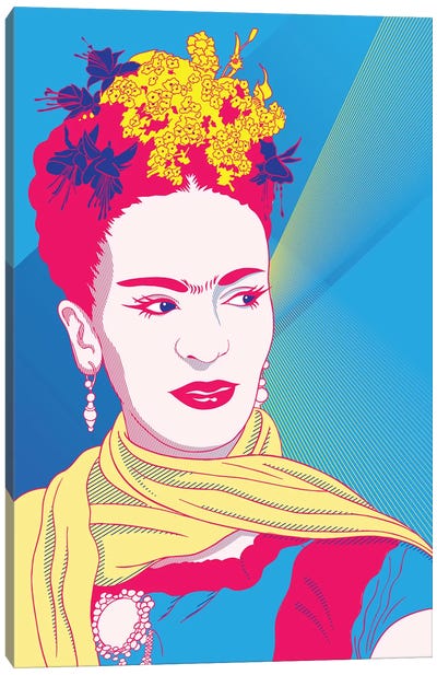 Friducha Sky Blue Color Pop Canvas Art Print - Frida Kahlo