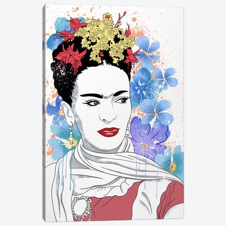 Frida Flower Color Pop Canvas Print #ICA1241} by 5by5collective Art Print