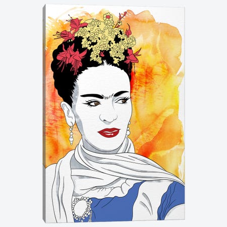 Frida Watercolor Color Pop Canvas Print #ICA1242} by 5by5collective Canvas Print