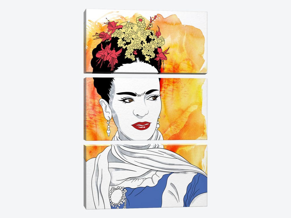 Frida Watercolor Color Pop by 5by5collective 3-piece Canvas Artwork