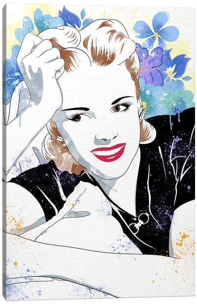 Judy Flower Color Pop Canvas Art Print - Judy Garland