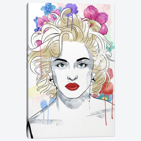 Madonna Queen of Pop Flower Color Pop Canvas Print #ICA1252} by 5by5collective Canvas Artwork