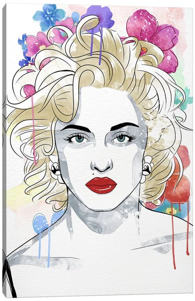 Madonna Queen of Pop Flower Color Pop Canvas Art Print - Iconic Pop