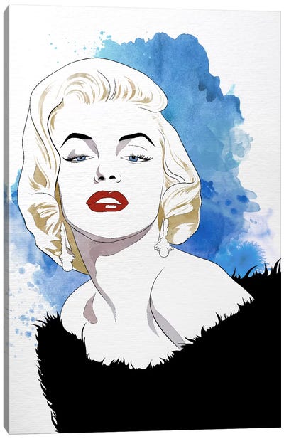 Va Va Voom Watercolor Color Pop Canvas Art Print - Marilyn Monroe