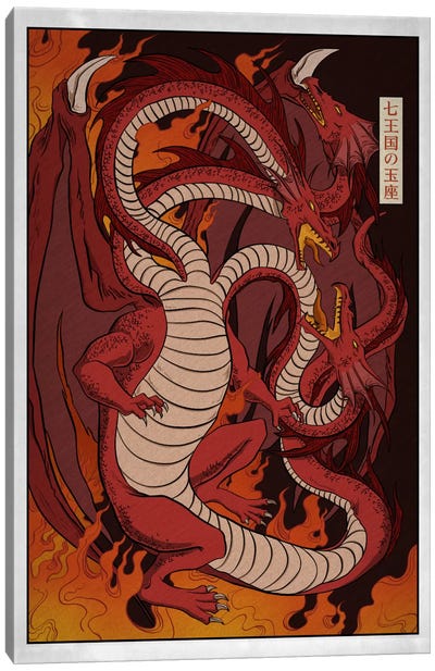Targaryen House with Border Canvas Art Print - Dragon Art
