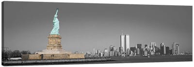 New York Panoramic Skyline Cityscape Color Pop Canvas Art Print - Famous Architecture & Engineering