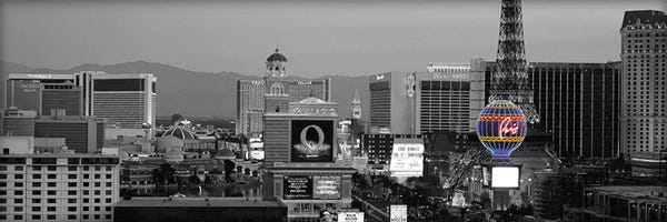 Black & White Cityscapes: Las Vegas Panoramic Skyline Cityscape (Night) Color Pop by Unknown Artist