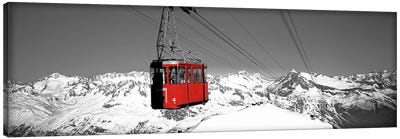 Cable Car Andermatt Switzerland Color Pop Canvas Art Print - Black, White & Red Art