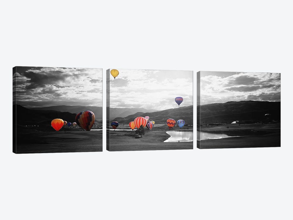 Hot Air BalloonsSnowmass, Colorado, USA Color Pop by Panoramic Images 3-piece Canvas Art