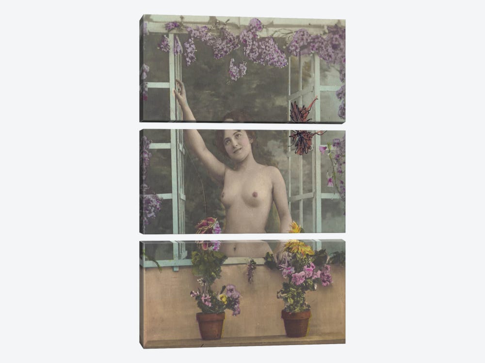 Nude in the Window by Unknown Artist 3-piece Canvas Art Print