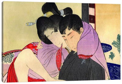 A Westerner And His Lover Canvas Art Print - Shunga