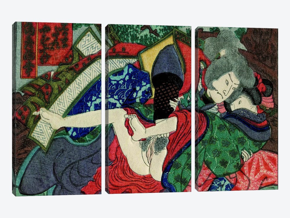 Shunga by Unknown Artist 3-piece Canvas Art Print