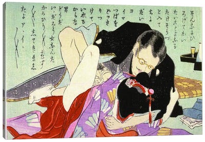 Meiji Period Shunga Canvas Art Print - Shunga Art