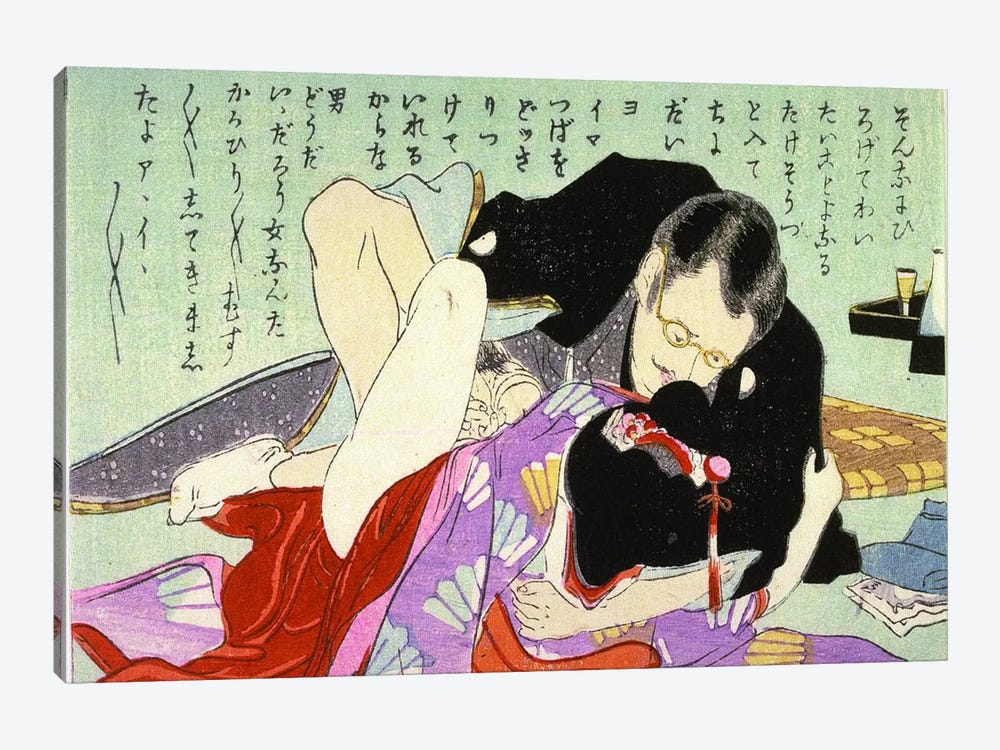 Meiji Period Shunga by Unknown Artist 1-piece Canvas Art Print