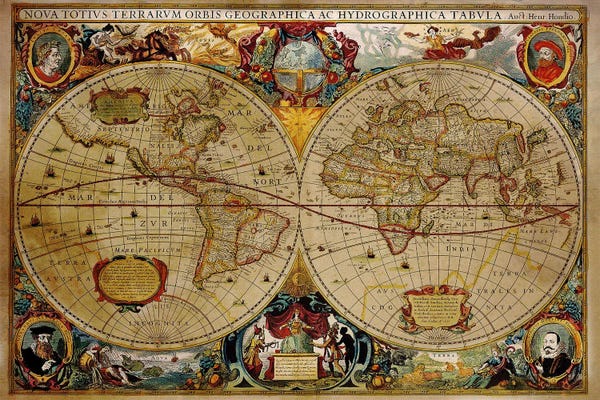 Large Map Art - Canvas Prints: Victorian Geographica by 5by5collective