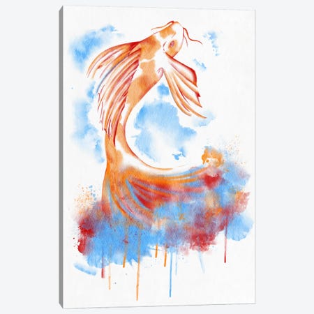 Watercolor Flying Fish Canvas Print #ICA134} by 5by5collective Art Print