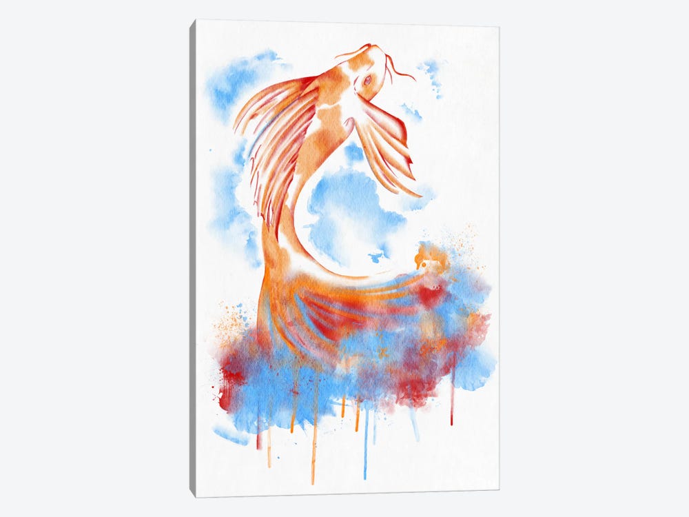 Watercolor Flying Fish 1-piece Canvas Art