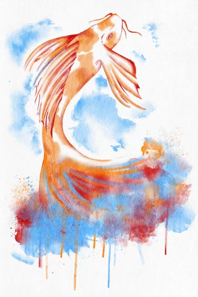 Koi: Watercolor Flying Fish by 5by5collective