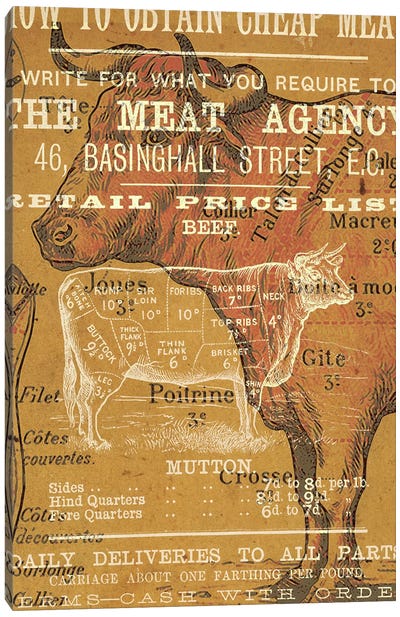 The Meat Agency Canvas Art Print - Bull Art