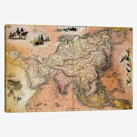 Antique Map #1 Canvas Print #ICA1364} by Unknown Artist Art Print