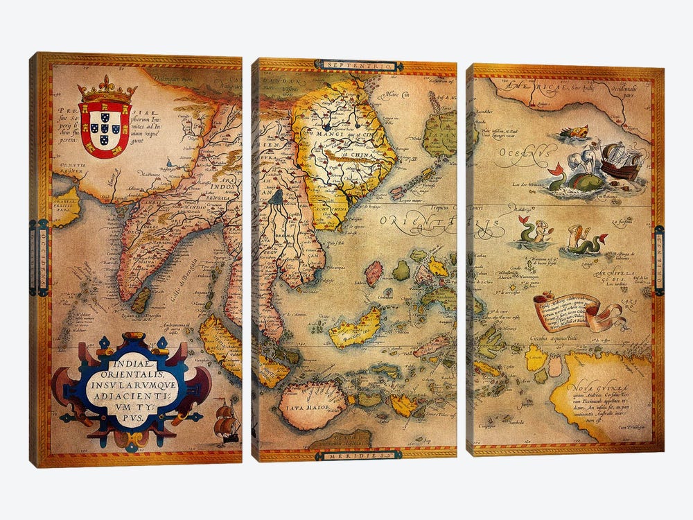 Antique Map #3 by 5by5collective 3-piece Canvas Wall Art