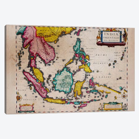 Antique Map #4 Canvas Print #ICA1368} by Unknown Artist Canvas Wall Art