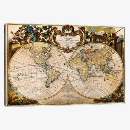 Mappe Monde Nouvelle Canvas Print #ICA1369} by 5by5collective Canvas Art