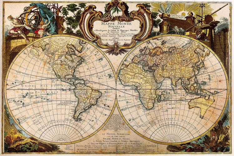 Mappe Monde Nouvelle by 5by5collective wall art