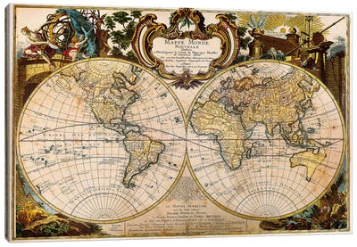 Mappe Monde Nouvelle Canvas Art Print - Curiosities Collection
