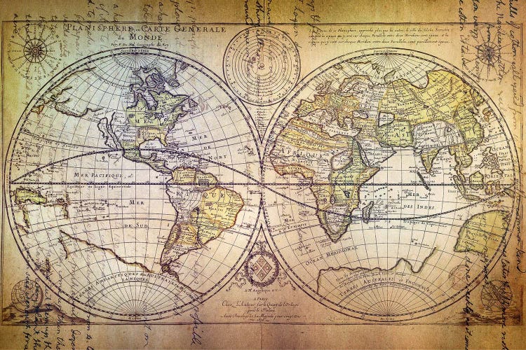 Planisphere Carte by 5by5collective wall art