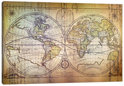 Planisphere Carte Canvas Art Print - Antique World Maps