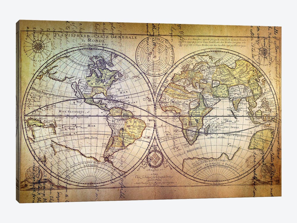 Planisphere Carte by 5by5collective 1-piece Canvas Artwork