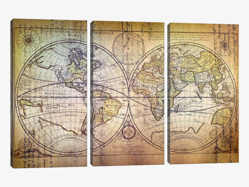 Planisphere Carte by 5by5collective 3-piece Canvas Wall Art