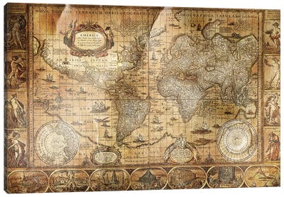 Terrarum Orbis Canvas Art Print - 3-Piece Map Art