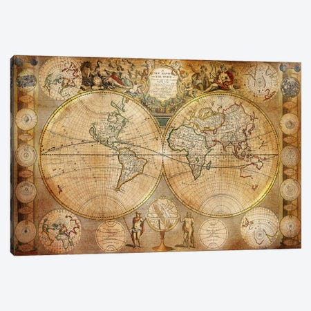 Antique Map #5 Canvas Print #ICA1372} by Unknown Artist Art Print