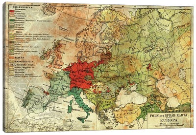 Europa Karta Canvas Art Print - Ginger