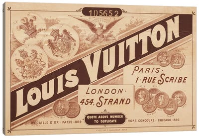 Vintage Louis Vuitton Advertisement 2 Canvas Art Print - Fashion Brand Art